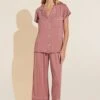 Eberjey Gisele TENCEL™ Modal Short Sleeve Cropped PJ Set - Old Rose/Ivory -Fashion - Pajamas Low Res PJ1018TSZC ORIV F