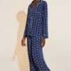 Eberjey Gisele Printed TENCEL™ Modal Long PJ Set - Moonlight Navy/Ivory