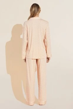 Eberjey Gisele Printed TENCEL™ Modal Long PJ Set - Retro Geo Oat/Ivory -Fashion - Pajamas Low Res PJ1141 ROIV B
