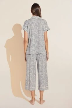 Eberjey Gisele Printed TENCEL™ Modal Short Sleeve Cropped PJ Set - Animale Coastal Blue/Ivory 9 Eberjey Gisele Printed TENCEL™ Modal Short Sleeve Cropped PJ Set - Animale Coastal Blue/Ivory -Fashion - Pajamas Low Res PJ1141TSZC ANICB B