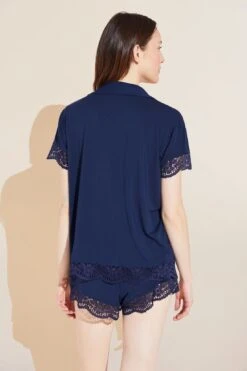 Eberjey Beatrix TENCEL™ Modal Shortie Short PJ Set - Navy 9 Eberjey Beatrix TENCEL™ Modal Shortie Short PJ Set - Navy -Fashion - Pajamas Low Res PJ1882S NAVY B
