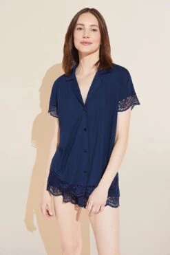 Eberjey Beatrix TENCEL™ Modal Shortie Short PJ Set - Navy