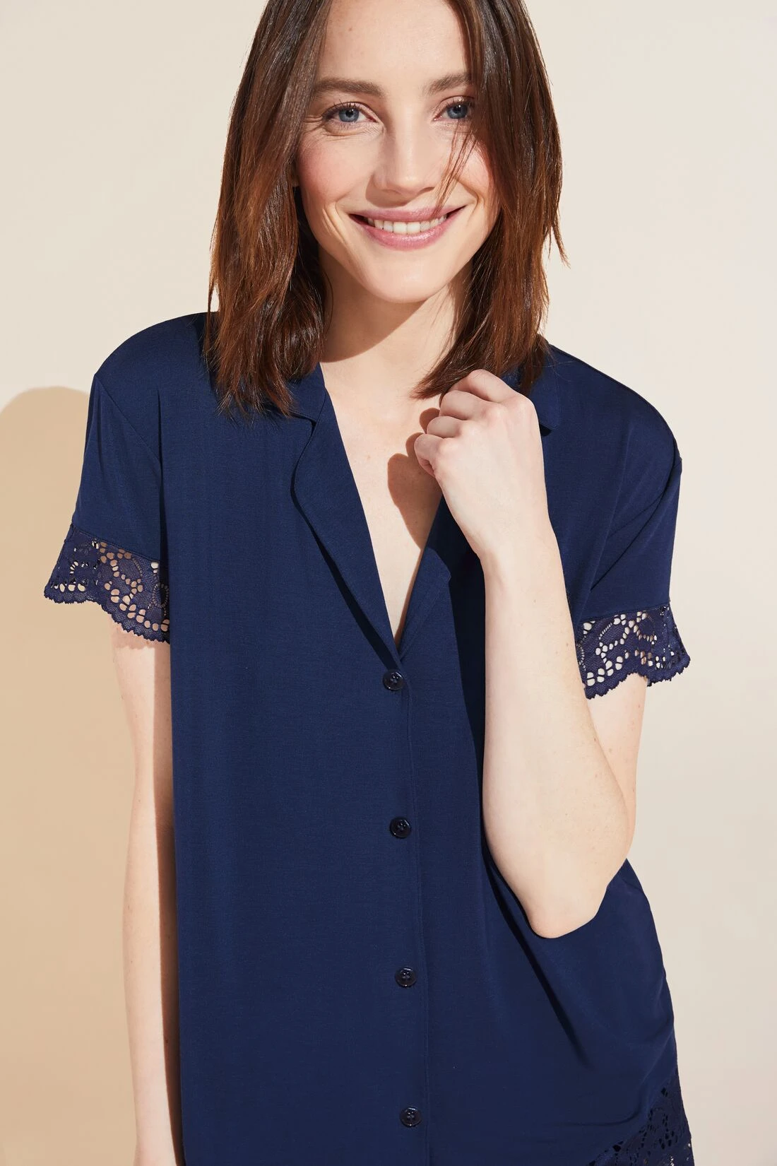 Eberjey Beatrix TENCEL™ Modal Shortie Short PJ Set - Navy 4 Eberjey Beatrix TENCEL™ Modal Shortie Short PJ Set - Navy - Image 2