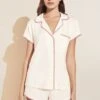 Eberjey Frida TENCEL™ Modal Shortie Short PJ Set - Ivory/Foxglove -Fashion - Pajamas Low Res PJ2018S IVFG F