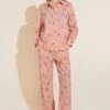 Eberjey Organic Sandwashed Cotton Printed Long PJ Set - Animal Spot Rose Cloud -Fashion - Pajamas Low Res PJ2026 ANSRC F