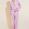 Eberjey Organic Sandwashed Cotton Woven Long PJ Set - Nautico Stripe Italian Rose -Fashion - Pajamas Low Res PJ2026N NAUTI B 1
