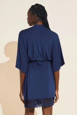 Eberjey Rosalia TENCEL™ Modal Robe - Navy -Fashion - Pajamas Low Res R1974KS NAVY B