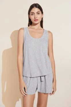 Eberjey Aloe Infused Cotton Tank - Heather Grey