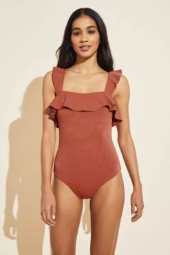 Eberjey Jane Textured One-Piece - Redwood