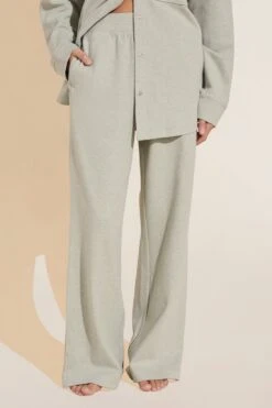 Eberjey Luxe Sweats Wide Leg Pant - Botanical Zen Green