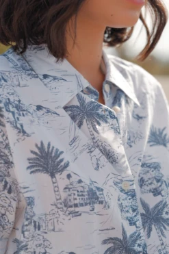 Eberjey Organic Sandwashed Cotton Printed Short PJ Set - Riviera Toile Coastal Blue -Fashion - Pajamas MicrosoftTeams image 2