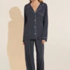 Eberjey Gisele TENCEL™ Modal Long PJ Set - Graphite/Sorbet Pink -Fashion - Pajamas PJ1018 GASP F