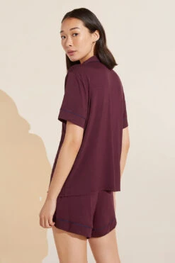 Eberjey Gisele TENCEL™ Modal Relaxed Short PJ Set - Mulberry/Navy -Fashion - Pajamas PJ1018SR MUNA B