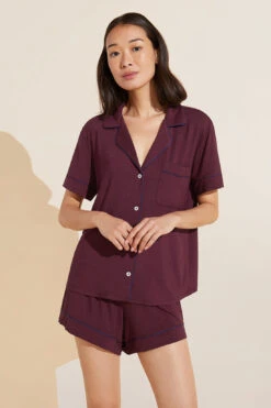Eberjey Gisele TENCEL™ Modal Relaxed Short PJ Set - Mulberry/Navy