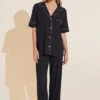 Eberjey Gisele TENCEL™ Modal Short Sleeve & Pant PJ Set - Black/Sorbet Pink -Fashion - Pajamas PJ1018TSZ BKSO F