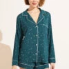 Eberjey Gisele Printed TENCEL™ Modal Long Sleeve & Shortie Short PJ Set - Forest Evergreen/Bone -Fashion - Pajamas PJ1141TLUSEBO F