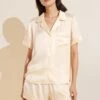 Eberjey Inez Washable Silk Short PJ Set - Champagne/Rose Cloud -Fashion - Pajamas PJ2014S CHRC F