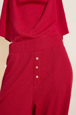 Eberjey Cozy TENCEL™ Modal Waffle Short Sleeve & Pant PJ Set - Haute Red -Fashion - Pajamas PJ2029TSZ HAUTR S