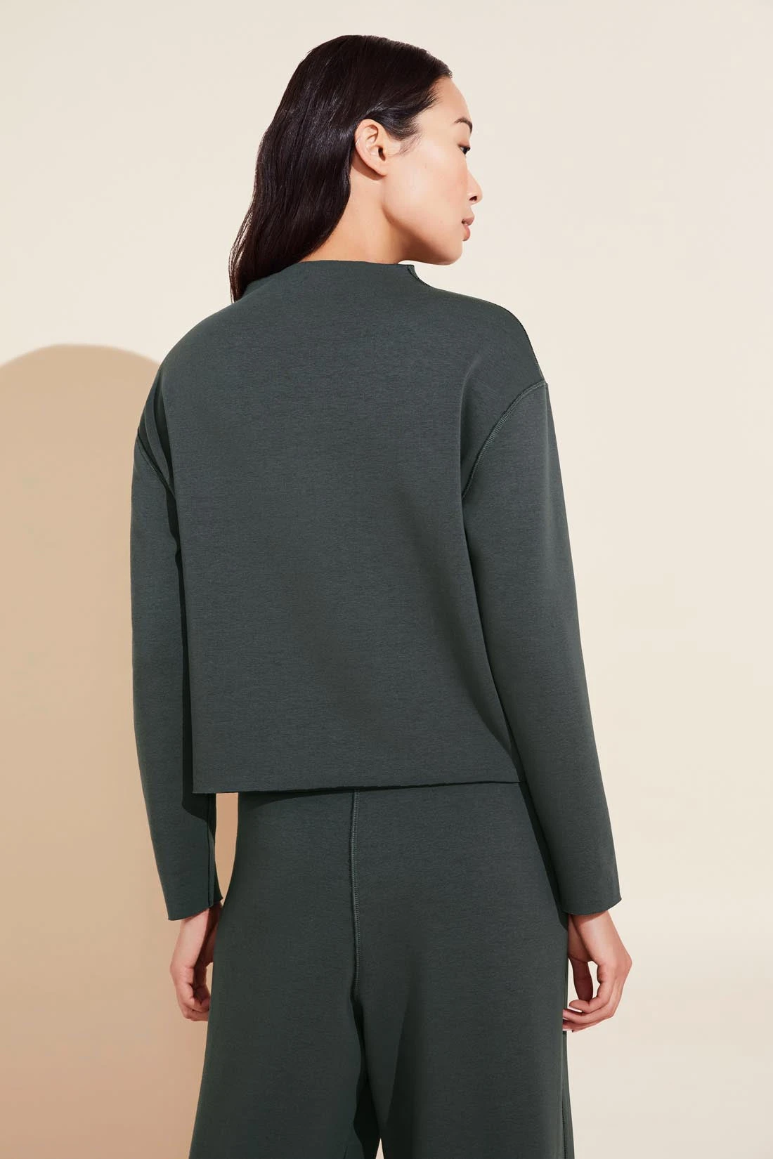 Eberjey Reversible Plush Funnel Neck Top - Kelp/Black 5 Eberjey Reversible Plush Funnel Neck Top - Kelp/Black - Image 3