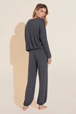 Eberjey Gisele TENCEL™ Modal Slouchy PJ Set - Graphite/Ivory -Fashion - Pajamas TZ1018LC GAIV B