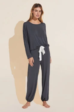 Eberjey Gisele TENCEL™ Modal Slouchy PJ Set - Graphite/Ivory