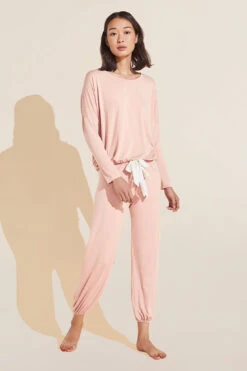 Eberjey Gisele TENCEL™ Modal Slouchy PJ Set - Misty Rose/Ivory