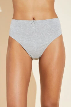 Eberjey Pima Stretch Cotton Highwaist Brief - Heather Grey
