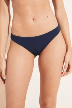 Eberjey Annia Textured Bikini Bottom - Peacoat