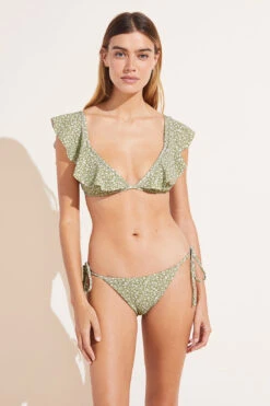 Eberjey Graziela Printed Textured Bikini Top - Pear/Ivory