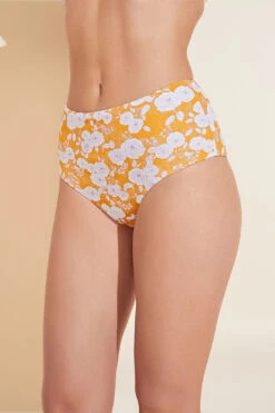 Eberjey Dita Printed Textured Bikini Bottom - Mango/Lilac