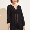 Eberjey Elba Breezy Weave Cover-Up - Black -Fashion - Pajamas WC1464EB3 BLACK F