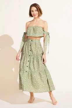 Eberjey Nolita Organic Cotton Voile Beach Skirt - Pear/Ivory