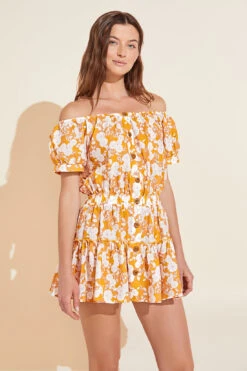 Eberjey Elsie Organic Cotton Voile Cover-Up - Mango/Lilac