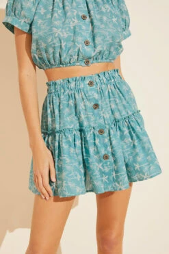 Eberjey Nellie Organic Cotton Voile Beach Skirt - Ocean Bay/Sand