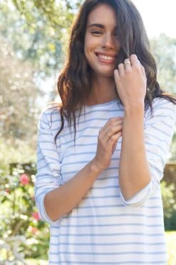 Lake Pima Long Sleeve Weekend Nightgown In Cerulean -Fashion - Pajamas cerulean LS