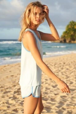 Lake DreamKnit Vintage Tank-Short Set In Pacific -Fashion - Pajamas dreamknit vintage TS pacific3