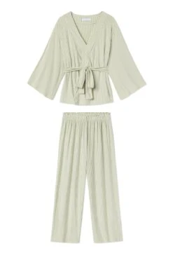Lake DreamKnit Kimono Pajama Set In Fern