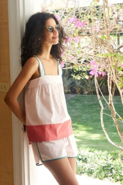 Lake Colorblock Tank Set In Guava -Fashion - Pajamas guava ts