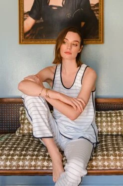 Lake Pima Tank-Long Set In Marine -Fashion - Pajamas lake lowcountry 133 copy