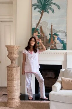 Lake Pima Maternity Short-Long Set In Rose -Fashion - Pajamas maternity rose 3