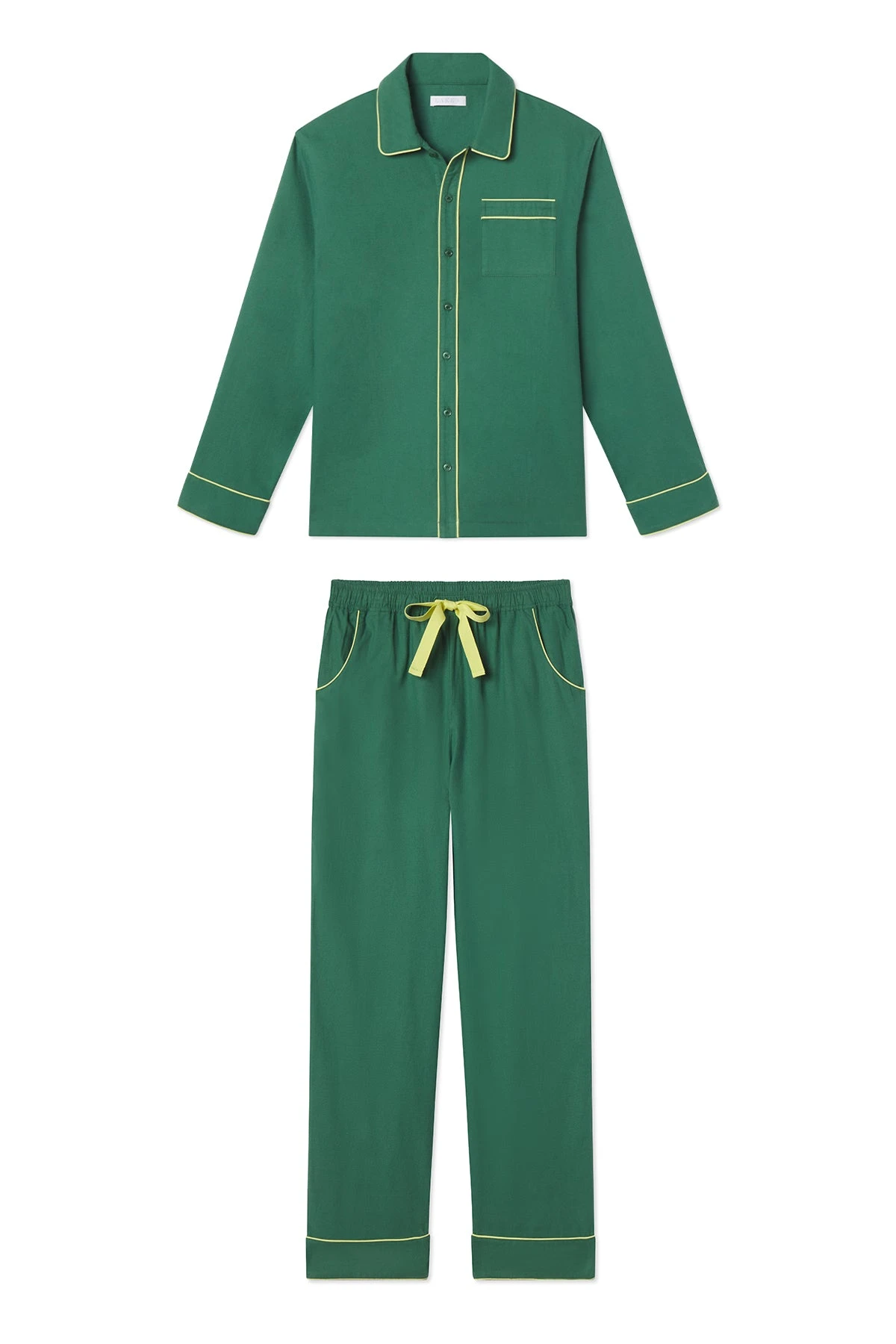 Lake Men's Flannel Piped Pants Set In Grove 3 Lake Men's Flannel Piped Pants Set In Grove