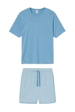 Fashion - Pajamas 31 Lake Men's Pima Pajama Shorts Set In Pacific