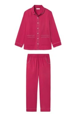 Lake Poplin Piped Pants Set In Bordeaux