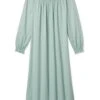 Lake Pima Smocked Long Sleeve Midi Nightgown In Willow